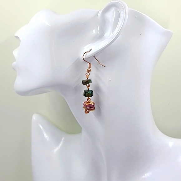 Hand Crafted Jewelry - Handmade copper, turquoise and spiny oysters earrings